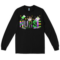 Black mardi gras nurse Long Sleeve Tee - OliviaCreatesArt