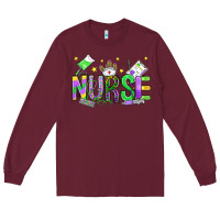 Burgundy mardi gras nurse Long Sleeve Tee - OliviaCreatesArt