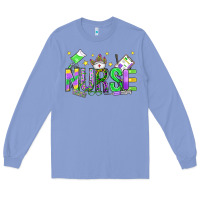 Colony Blue mardi gras nurse Long Sleeve Tee - OliviaCreatesArt