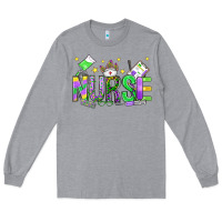 Heather Grey mardi gras nurse Long Sleeve Tee - OliviaCreatesArt