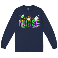 Navy mardi gras nurse Long Sleeve Tee - OliviaCreatesArt