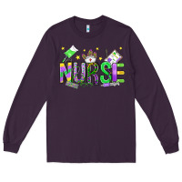 Plum mardi gras nurse Long Sleeve Tee - OliviaCreatesArt