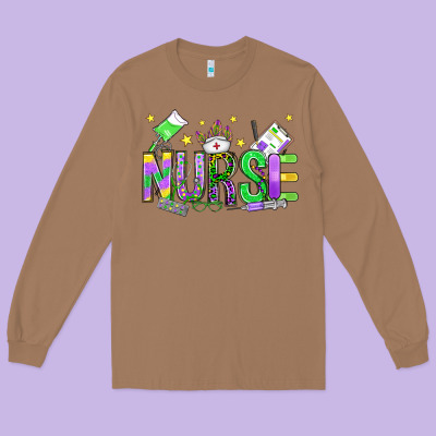 Mardi Gras Nurse Long Sleeve Tee Designed By Oliviacreatesart