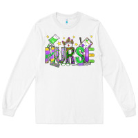 White mardi gras nurse Long Sleeve Tee - OliviaCreatesArt
