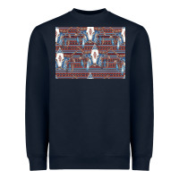 Navy Bull Skull Pattern Heavyweight Sweatshirt - CowhideDigitalArt