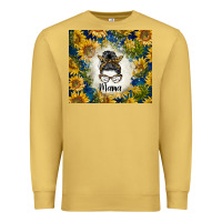 Antique Gold sunflowers messy bun mama Premium Sweatshirt - BarkalooDesign