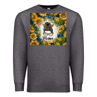 Charcoal Heather sunflowers messy bun mama Premium Sweatshirt - BarkalooDesign