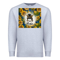 Heather Grey sunflowers messy bun mama Premium Sweatshirt - BarkalooDesign