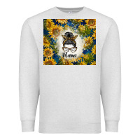 Oatmeal Heather sunflowers messy bun mama Premium Sweatshirt - BarkalooDesign