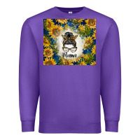 Purple sunflowers messy bun mama Premium Sweatshirt - BarkalooDesign