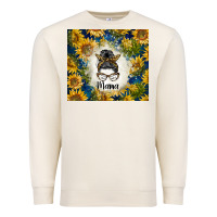 Sandshell sunflowers messy bun mama Premium Sweatshirt - BarkalooDesign
