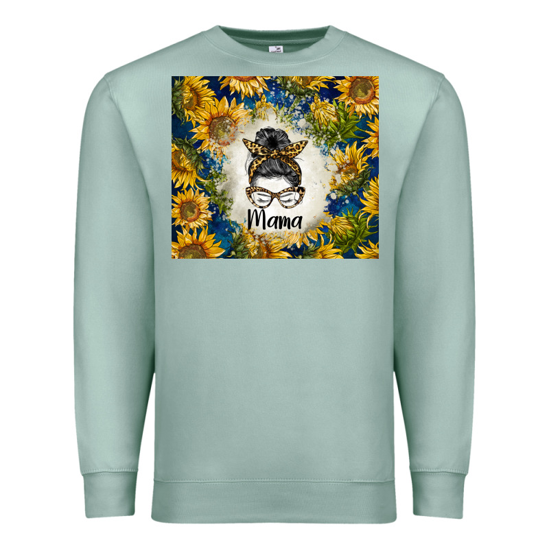 Sunflowers Messy Bun Mama Premium Sweatshirt by BarkalooDesign | Teevron