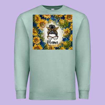 Sunflowers Messy Bun Mama Premium Sweatshirt Designed By Barkaloodesign