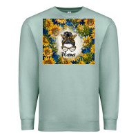 Seafoam sunflowers messy bun mama Premium Sweatshirt - BarkalooDesign