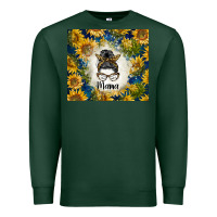 Sports Green sunflowers messy bun mama Premium Sweatshirt - BarkalooDesign