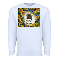White sunflowers messy bun mama Premium Sweatshirt - BarkalooDesign