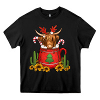 Black hot coco christmas highland cow Heavy Core Tee - Jasminsmagicworld