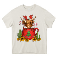 Cream hot coco christmas highland cow Heavy Core Tee - Jasminsmagicworld