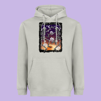 Halloween Dancing Skeletons Stars Heavyweight Hoodie Designed By Barkaloodesign