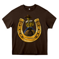Chocolate Brown horseshoe and cowgirl Heavy Core Tee - JahusDesignShop