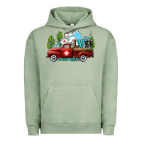 Pigment Oil Green lvn nurse truck with cactus and sunflowers Urban Hoodie - AdoDesignShop