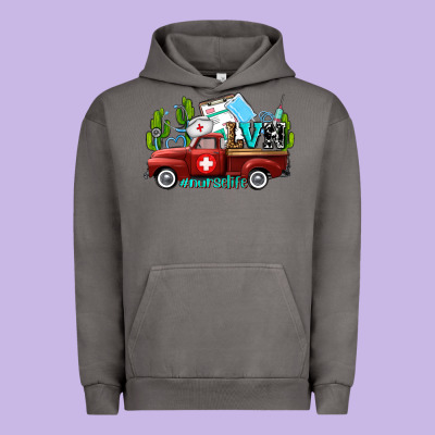 Lvn Nurse Truck With Cactus And Sunflowers Urban Hoodie Designed By Adodesignshop