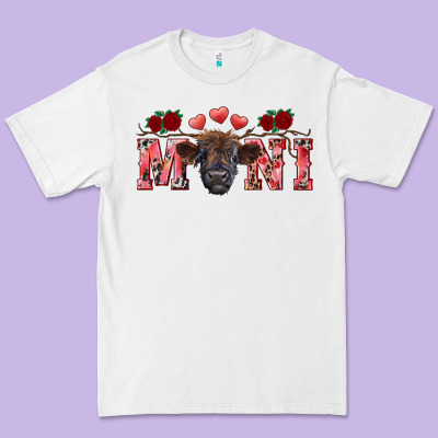 Valentine's Day Mini Black Highland Calf Premium Tee Designed By Ranaportraitstore