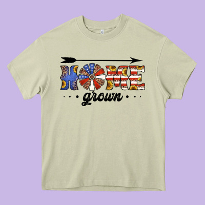 Home Grown American Flag Windmill Heavy Core Tee Designed By Jasminsmagicworld