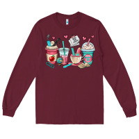 Burgundy teacher coffee cups Long Sleeve Tee - OliviaCreatesArt