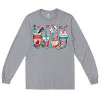 Heather Grey teacher coffee cups Long Sleeve Tee - OliviaCreatesArt