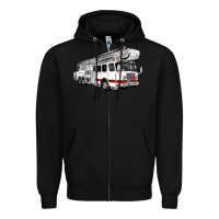 Black White Fire Truck Zipper Hoodie - Artiststas