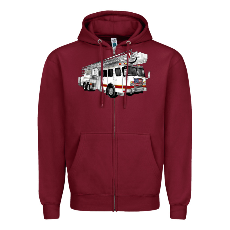 White Fire Truck Zipper Hoodie by Artiststas | Teevron
