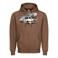 Chestnut White Fire Truck Zipper Hoodie - Artiststas