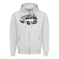 Dove Grey White Fire Truck Zipper Hoodie - Artiststas