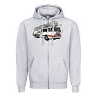 Heather Grey White Fire Truck Zipper Hoodie - Artiststas