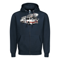 Navy White Fire Truck Zipper Hoodie - Artiststas