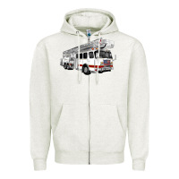 Oatmeal Heather White Fire Truck Zipper Hoodie - Artiststas