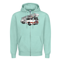 Seafoam White Fire Truck Zipper Hoodie - Artiststas