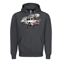 Smoke White Fire Truck Zipper Hoodie - Artiststas