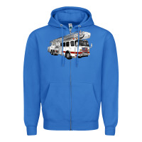 True Royal White Fire Truck Zipper Hoodie - Artiststas