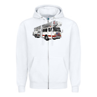 White White Fire Truck Zipper Hoodie - Artiststas