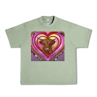 Oil Green highland cow valentine's day Urban Heavy Tee - RanaPortraitStore