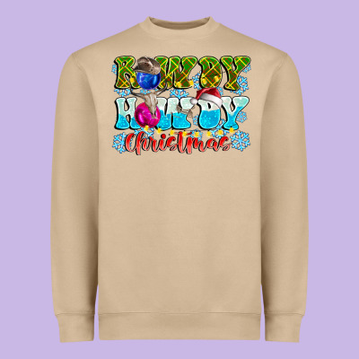Rowdy Howdy Christmas Heavyweight Sweatshirt Designed By Cowhidedigitalart