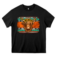 Black highland cow western background Heavy Core Tee - Jasminsmagicworld
