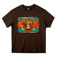 Chocolate Brown highland cow western background Heavy Core Tee - Jasminsmagicworld