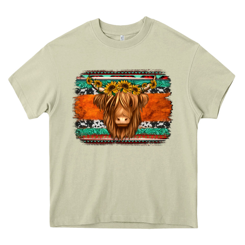 Highland Cow Western Background Heavy Core Tee by Jasminsmagicworld | Teevron
