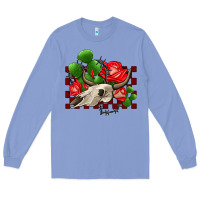 Colony Blue bullskull rose and cactus olivia Long Sleeve Tee - OliviaCreatesArt