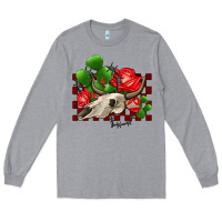 Heather Grey bullskull rose and cactus olivia Long Sleeve Tee - OliviaCreatesArt