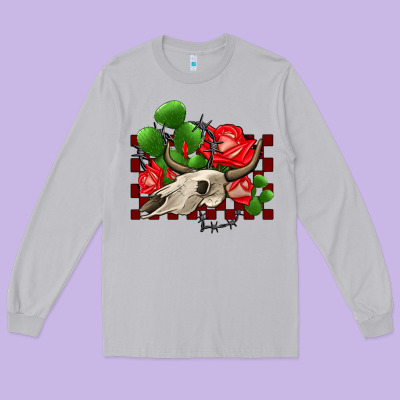 Bullskull Rose And Cactus Olivia Long Sleeve Tee Designed By Oliviacreatesart