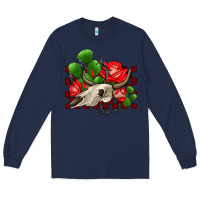Navy bullskull rose and cactus olivia Long Sleeve Tee - OliviaCreatesArt